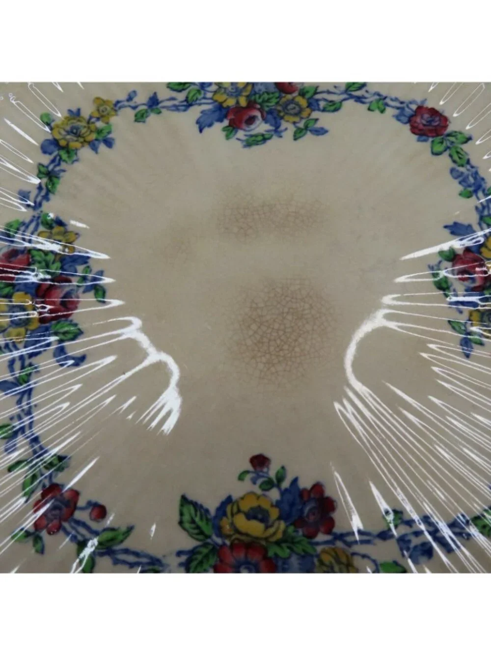 Copeland Spode England Red Roses Flower Floral Square Basket Weave Plate Vintage